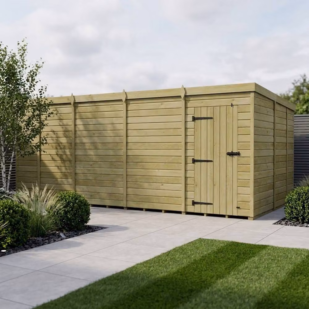 Buttercup Farm Brown Timber Pent Garden Shed with Single Door and No Windows W: 518.2 cm, D: 274.3 cm, H: 210.0 cm – 2