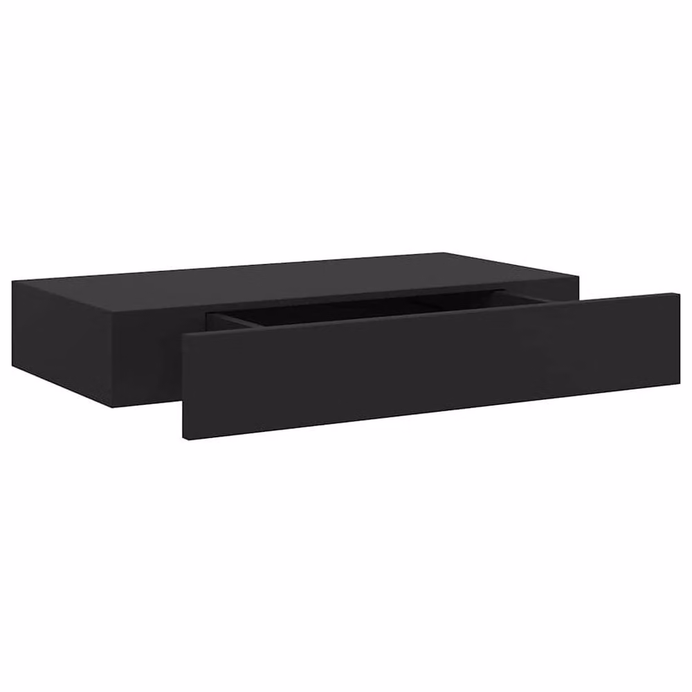 Berkfield Home Durable Floating Wall Shelf with Drawer, Black, W/D/H: 48 x 25 x 8 cm – 3