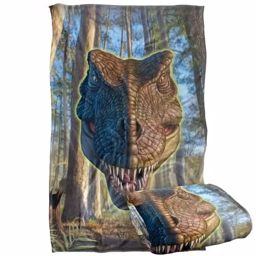 JQ Licensing Jlo T-Rex Dinosaur Head Super Soft Fleece Throw Blanket, Multicolour, W/D/H: 91 x 147 cm