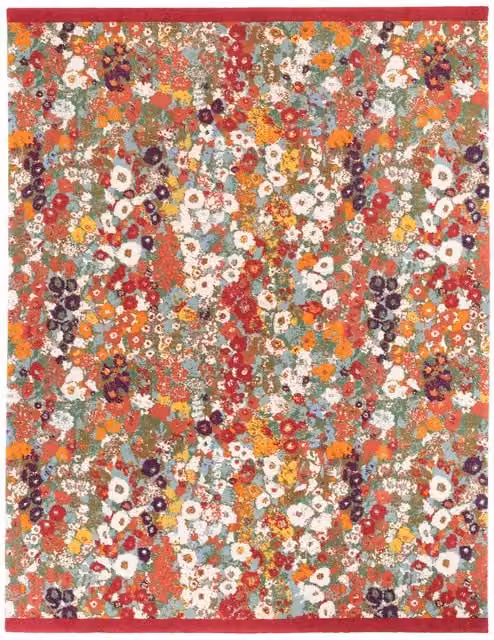 House of Hackney Hollyhocks Spring Floral Wool Rug, Multicolour