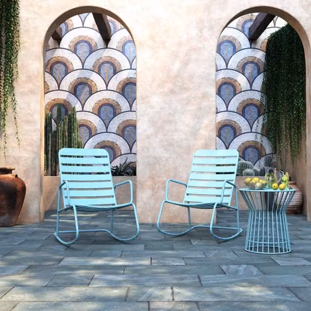Dorel Home NG Roberta Retro Rocking Chair in Aqua Blue
