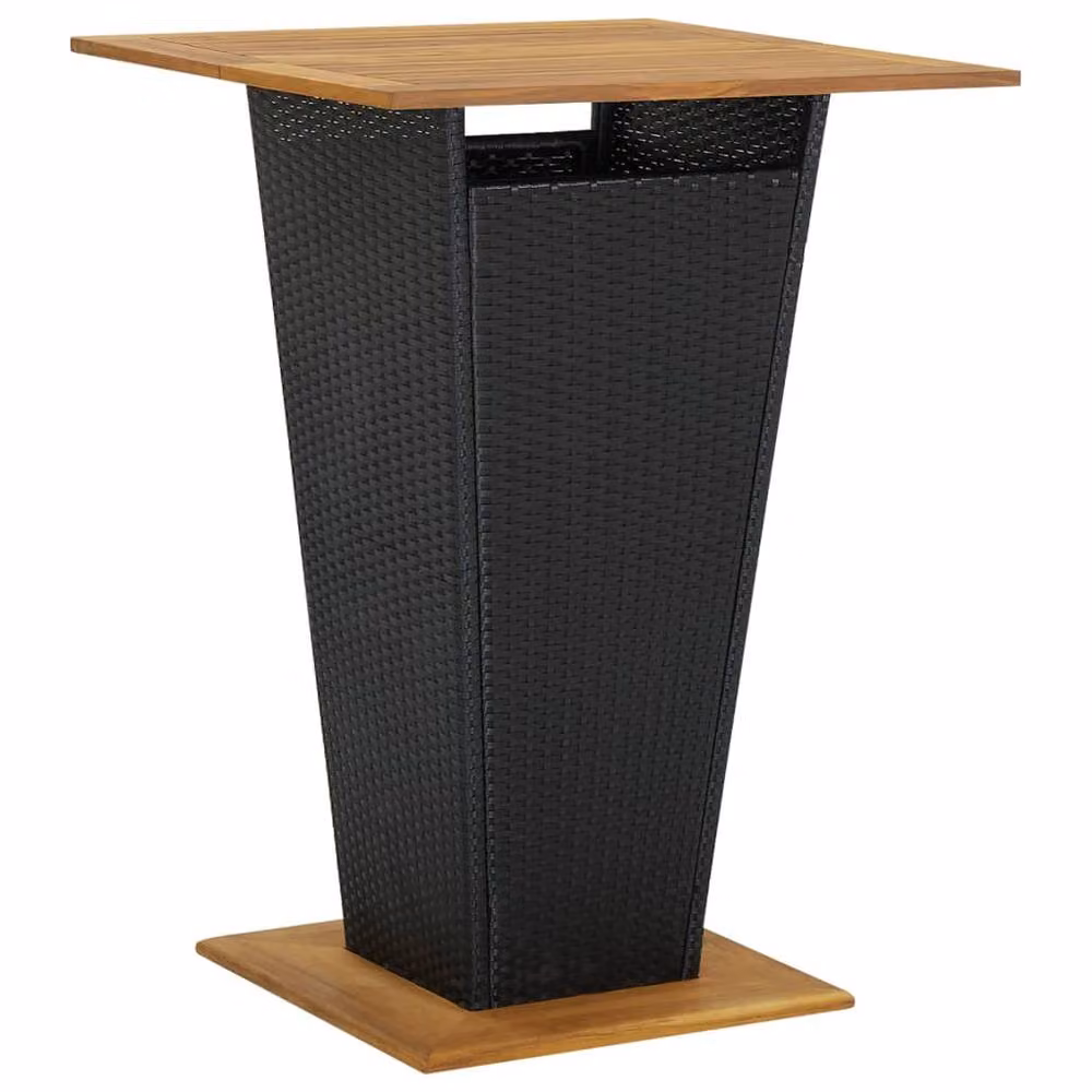 Berkfield Home 5 Piece Garden Bar Set in Black Poly Rattan and Solid Acacia Wood – 3
