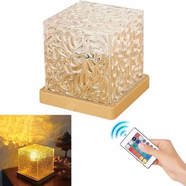 NESTLUNE LED Cube Northern Lights and Ocean Wave Projector Night Light in Beige and Multicolour – 1