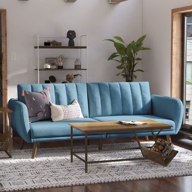Novogratz NG Brittany Sofa Bed in Light Blue Linen