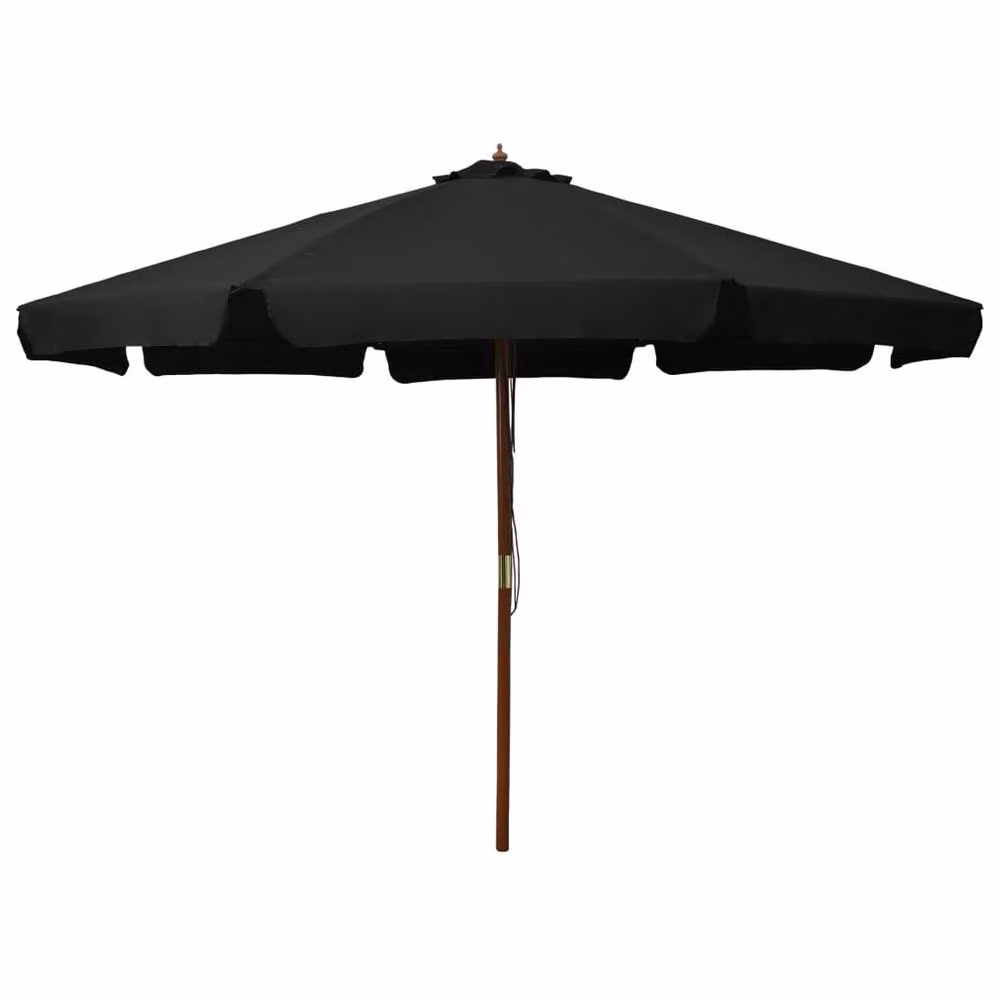 Berkfield Home Outdoor Parasol with Wooden Pole, Black, Diameter: 330 cm – 2