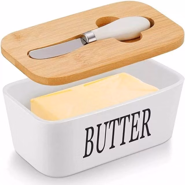 SPETLEK Ceramic French Butter Dish in White
