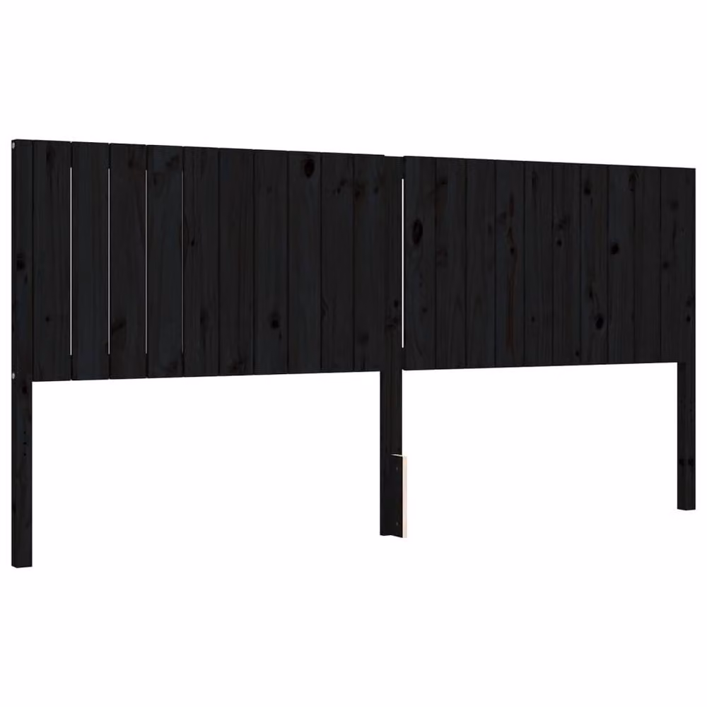 Berkfield Home Solid Wood Pine Bed Frame with Headboard in Black, 200 x 200 cm – 4
