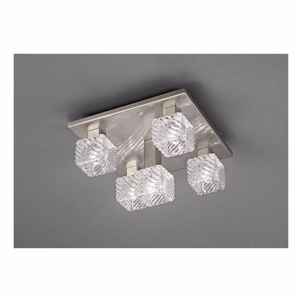 Netlighting Accor Square Ceiling Flush Light, 5 x G9, Grey and Silver with Transparent Glass, 230 x 230 mm – 2