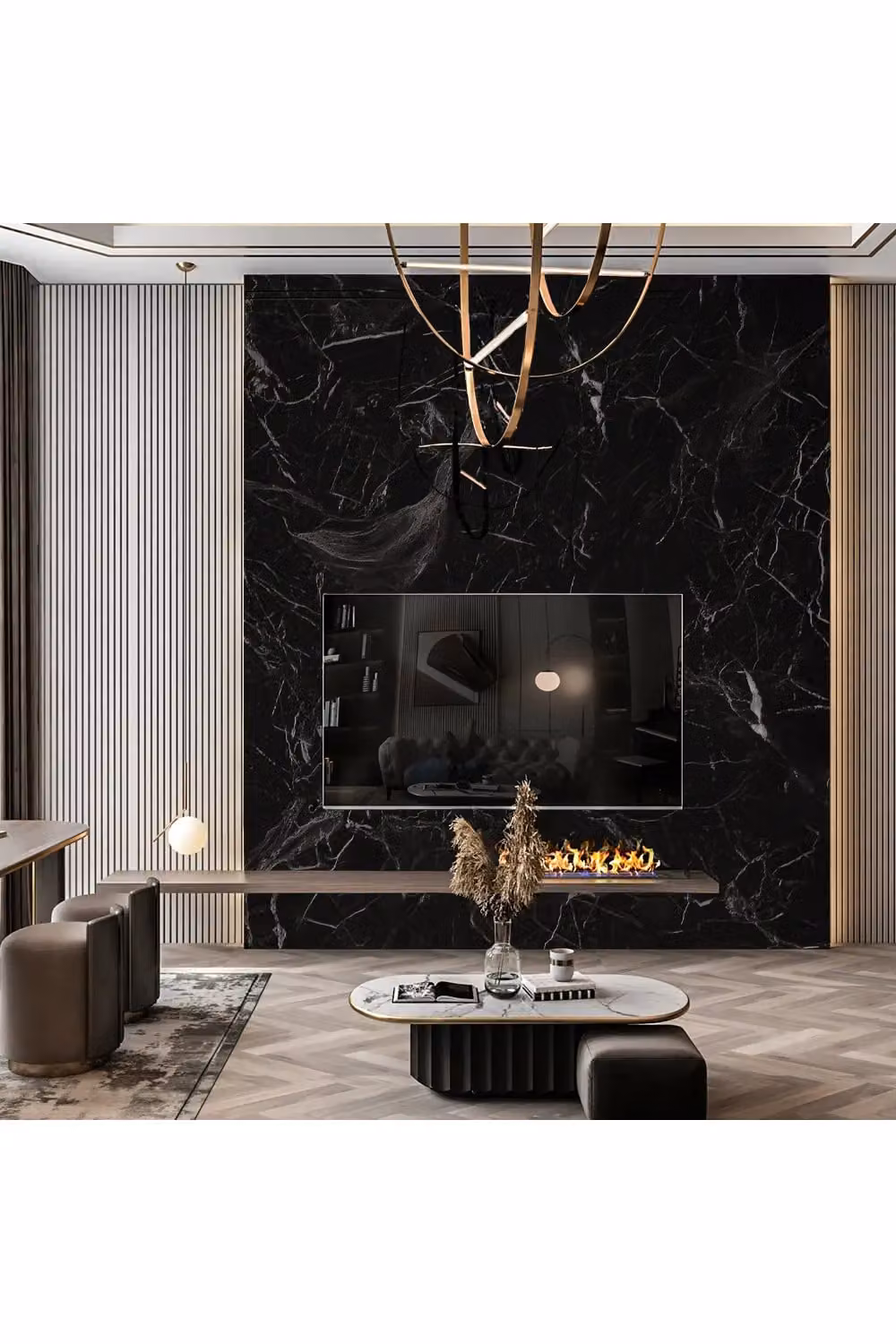 Living and Home Black Marble Effect Self Adhesive Vinyl Wallpaper Roll, Size: 300 x 60 cm – 3
