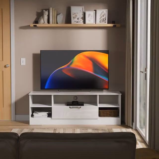 2 U Holborn Wide 1 Drawer TV and Media Unit in White Glossy Finish – 1