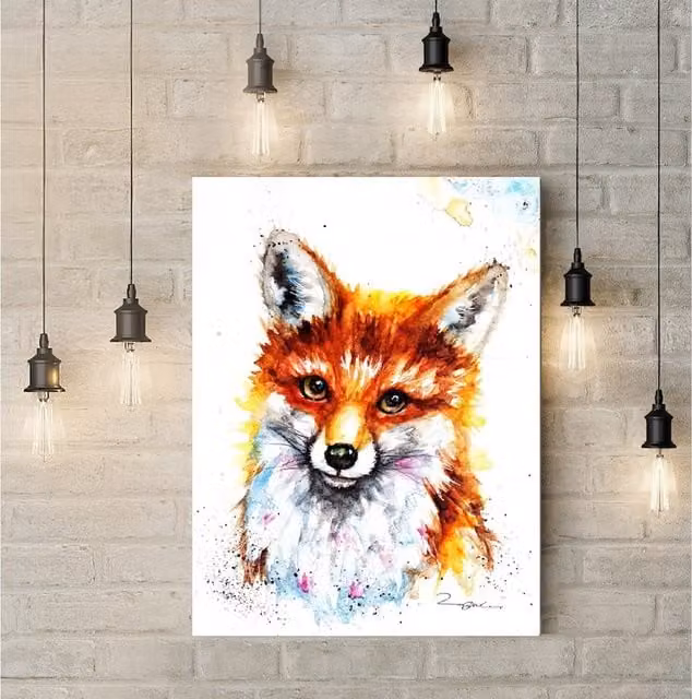 Be Coventry BebesArts Portrait of a Fox Canvas Wall Art, Multicolour, W: 45.72 cm, H: 30.48 cm