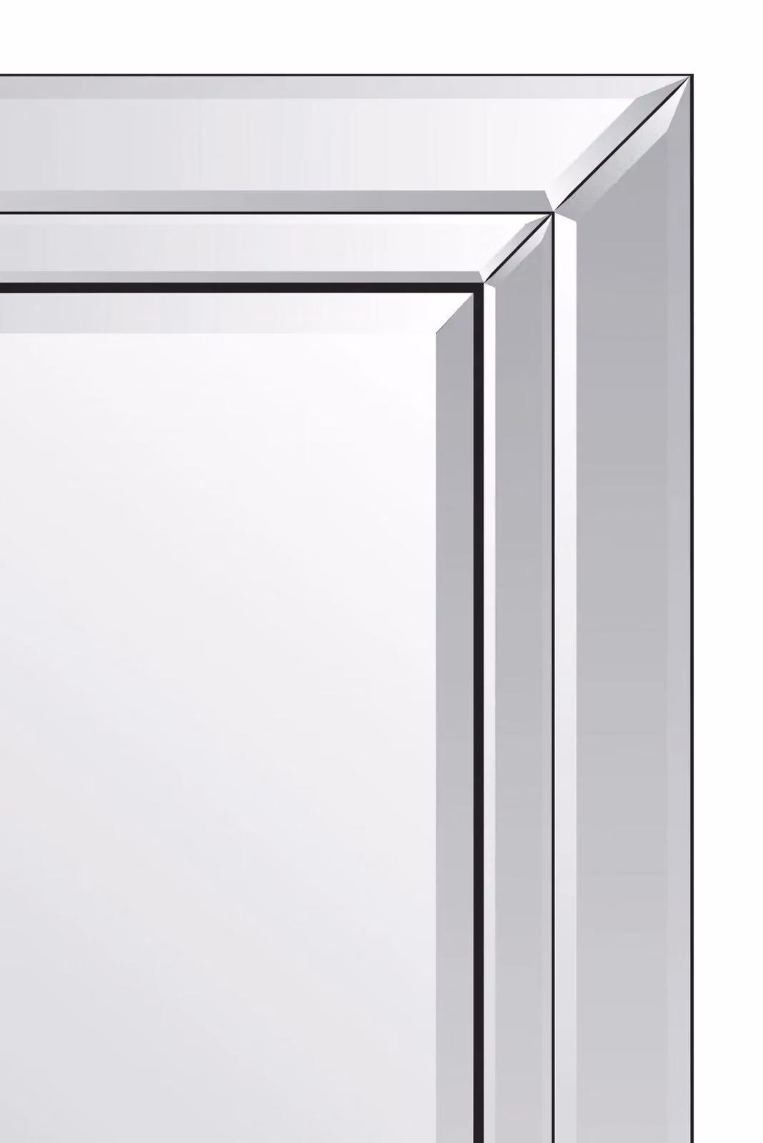MirrorOutlet Cranbury Large All Glass Rectangular Dress Mirror in Silver, W: 120 cm, H: 80 cm – 2