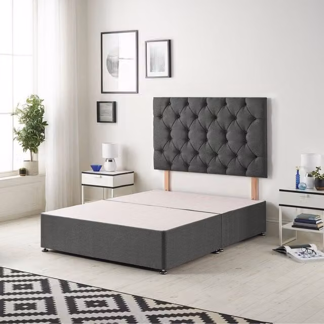 Somnior Beds Ltd Grey Fabric Upholstered Divan Bed Base with Drawers W/D/H: 90 x 190 cm