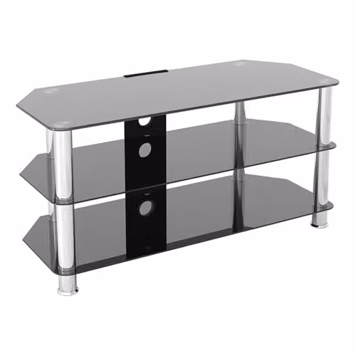 AVF Minimalist Glass and Metal TV Stand in Black and Transparent, 100cm, for TVs up to 50 Inch