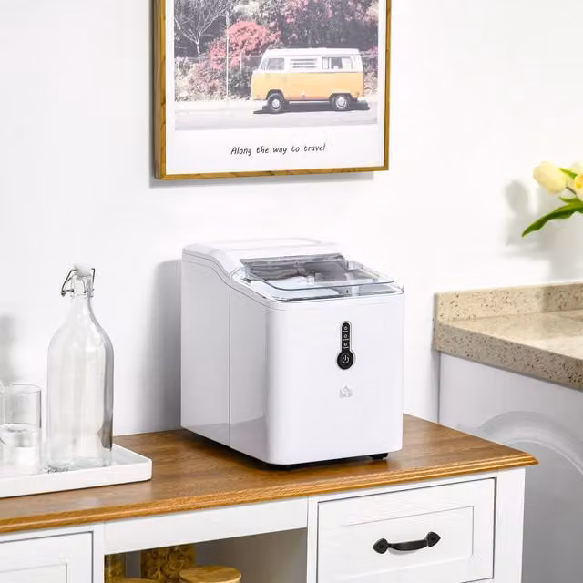 HOMCOM White Ice Maker Machine with 12kg Capacity