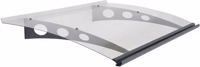 Palram Garamond Door Awning Canopy in Grey and Transparent Polycarbonate, L135 x W90.5 cm – 1