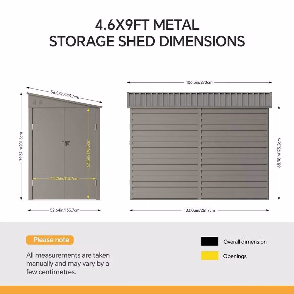 PAWNORA Modern Metal Pent Garden Shed in Grey with Lockable Door, W/D/H: 140.2 x 140.2 x 201.6 cm – 2