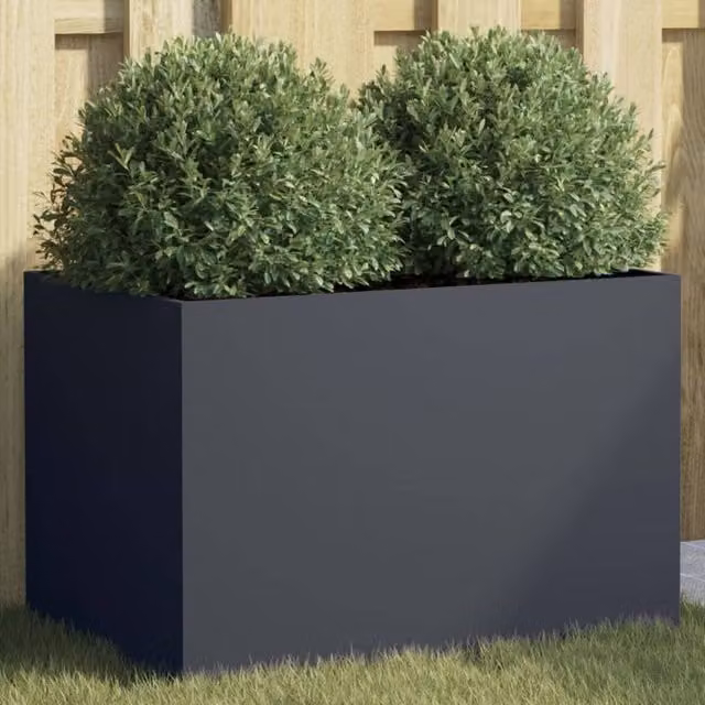 Berkfield Home Anthracite Steel Planter Tub in Black, W/D/H: 62 x 40 x 39 cm