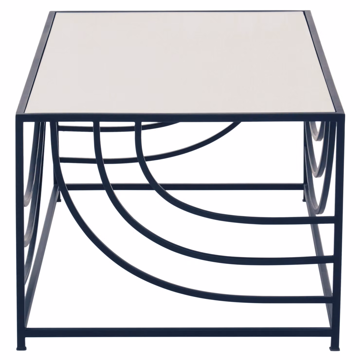 Orsina Rectangular Glass Top Coffee Table with Black Metal Frame, W/D/H: 111 x 61 x 46 cm – 2