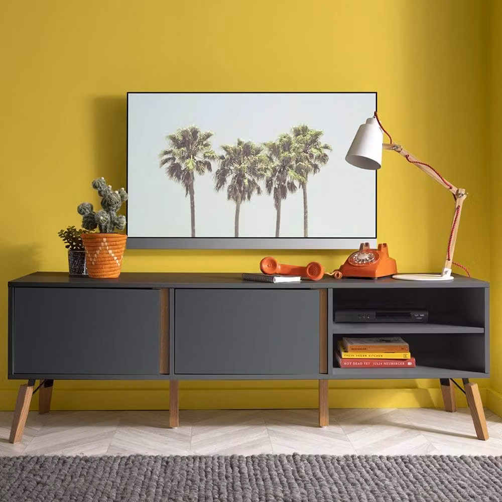 Nöa and Nani Otto Mid-Century Style Grey Pine Wood TV Unit – 2