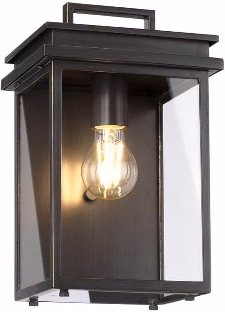 Netlighting Glenview Outdoor 1 Light Wall Lantern in Antique Bronze and Brown, IP44, E27 – 1