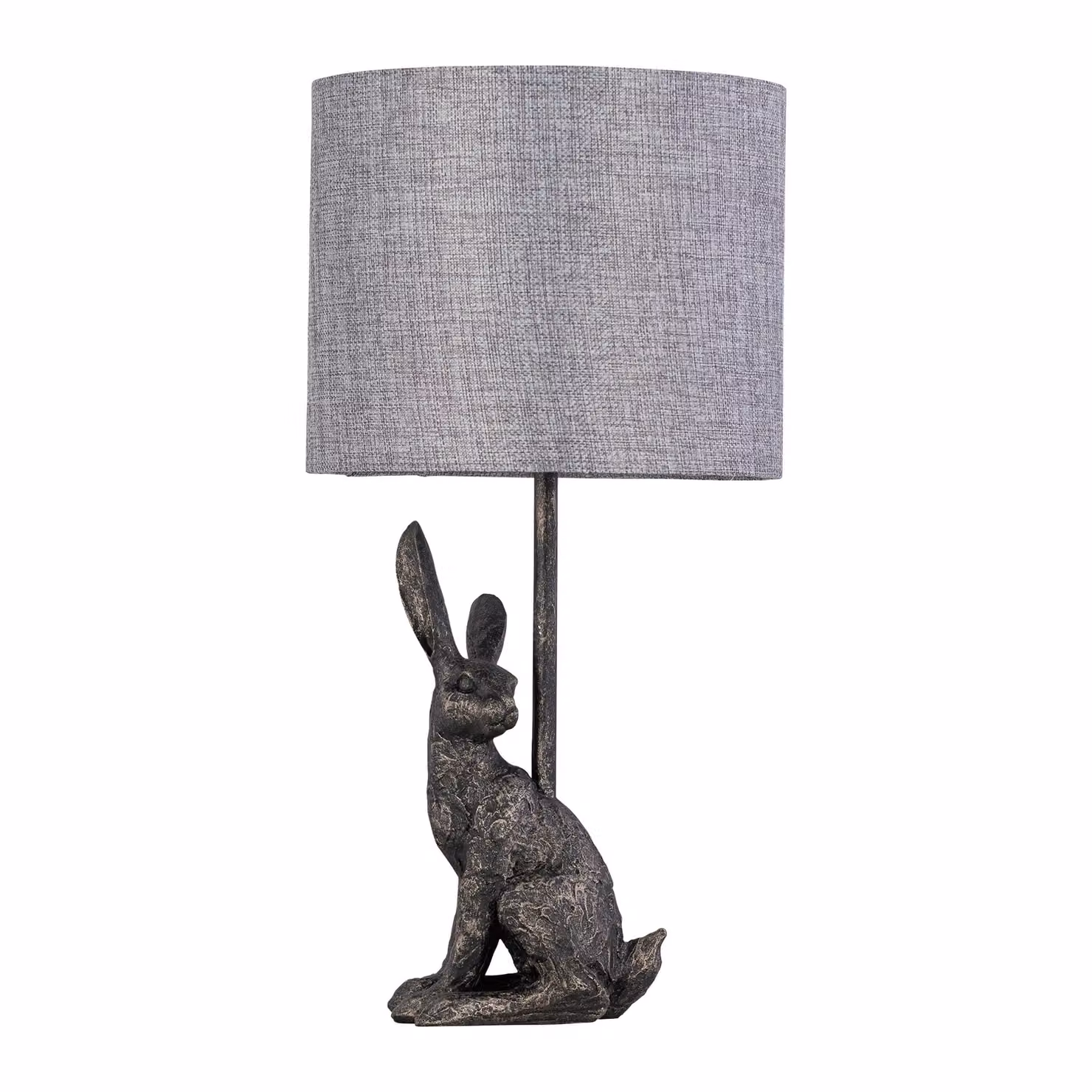 First Choice Lighting Set of 2 Henrietta Antique Gold Rabbit Table Lamps with Grey Fabric Shades – 2