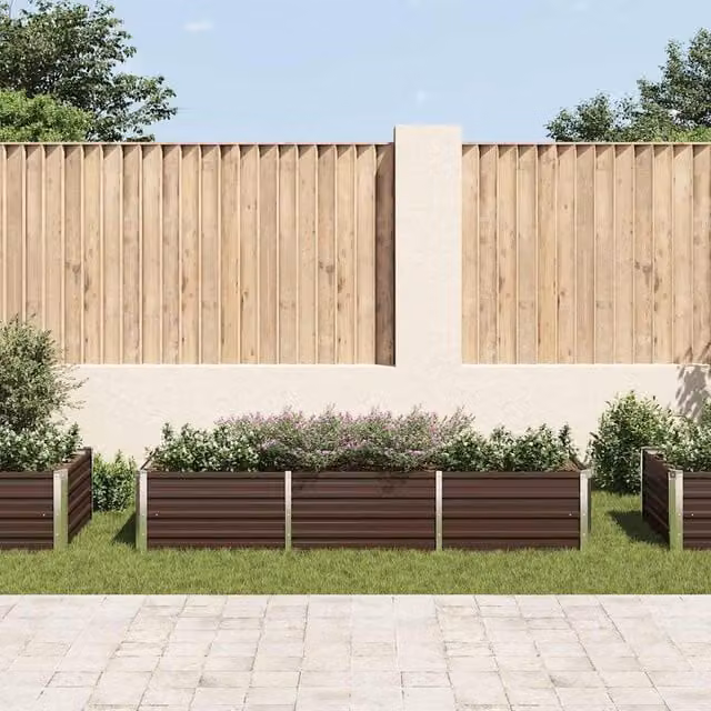 Berkfield Home Garden Brown Galvanised Steel Raised Bed W/D/H: 240 x 80 x 45 cm – 1