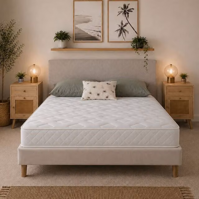 Starlight Beds Essentials Jump n Tac Hybrid Memory Foam Spring Mattress, Soft Feel, White, W/D/H: 160 x 200 x 18 cm