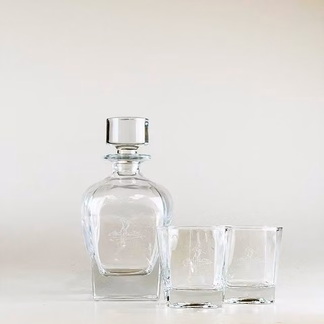 Selbrae House Decanter and Glass Set with Stopper in Clear