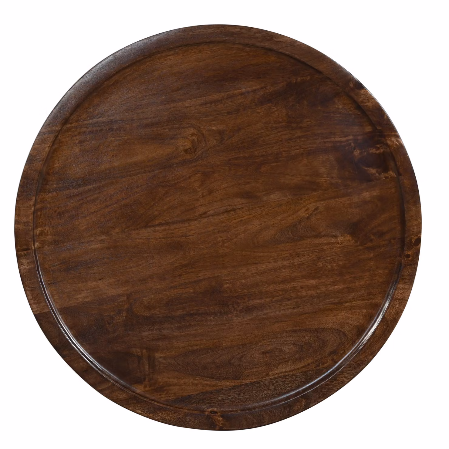 IH Design Dark Mango Wood Round Low Coffee Table in Brown, Diameter: 70 cm, Height: 30 cm – 3