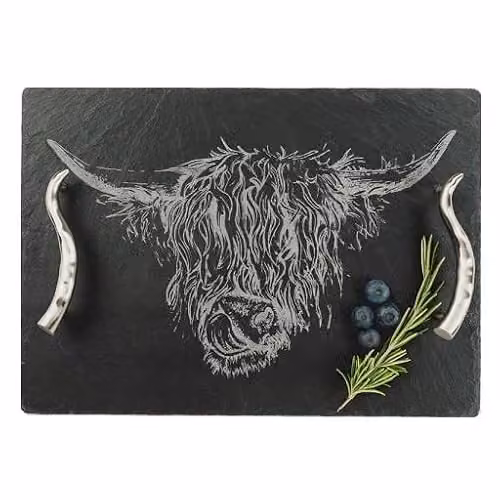 Selbrae House Rectangular Slate Serving Tray with Stainless Steel Handles in Grey and Black – 3