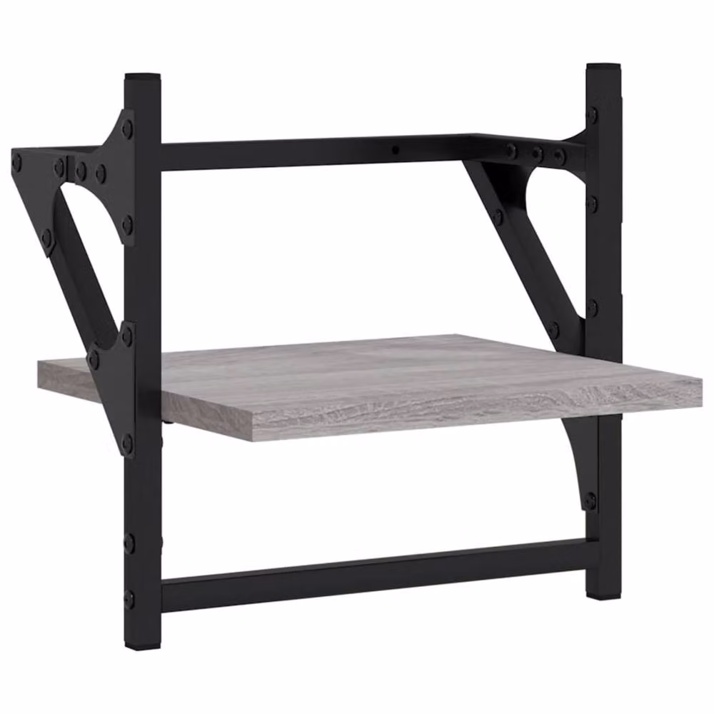 Berkfield Home 4 Piece Industrial Wall Mounted Shelf Set with Hanging Rods in Grey Sonoma Engineered Wood and Metal – 4
