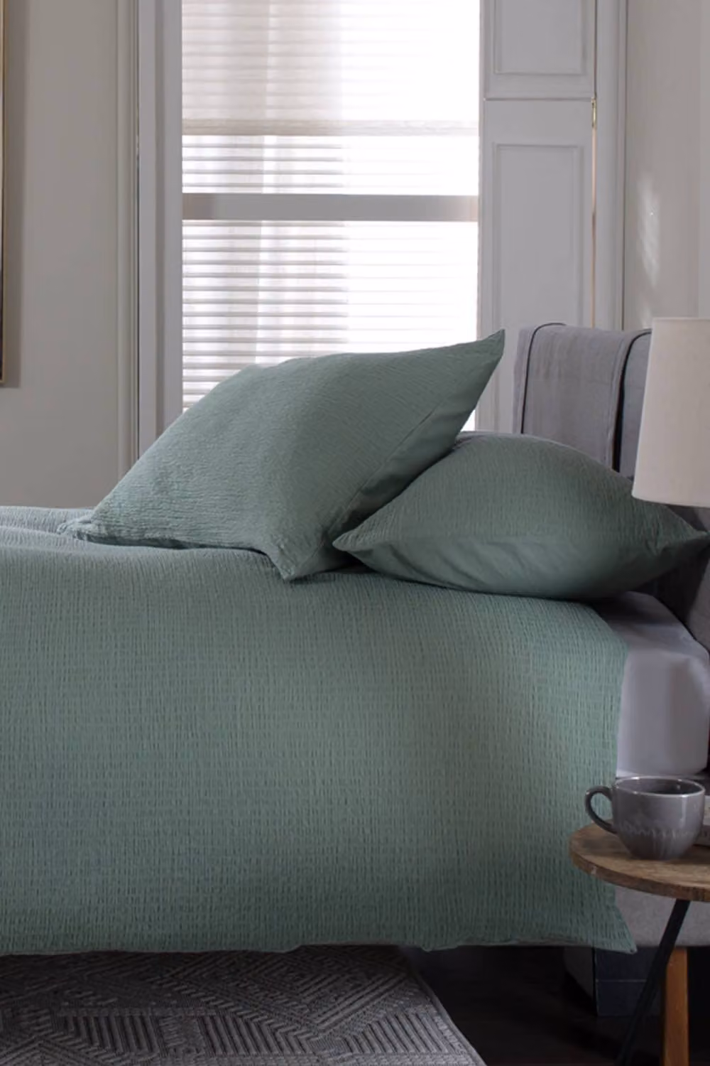The Lyndon Company Tilly Texture Cotton Washed Duvet Cover Set in Green, 200 x 200 cm – 2