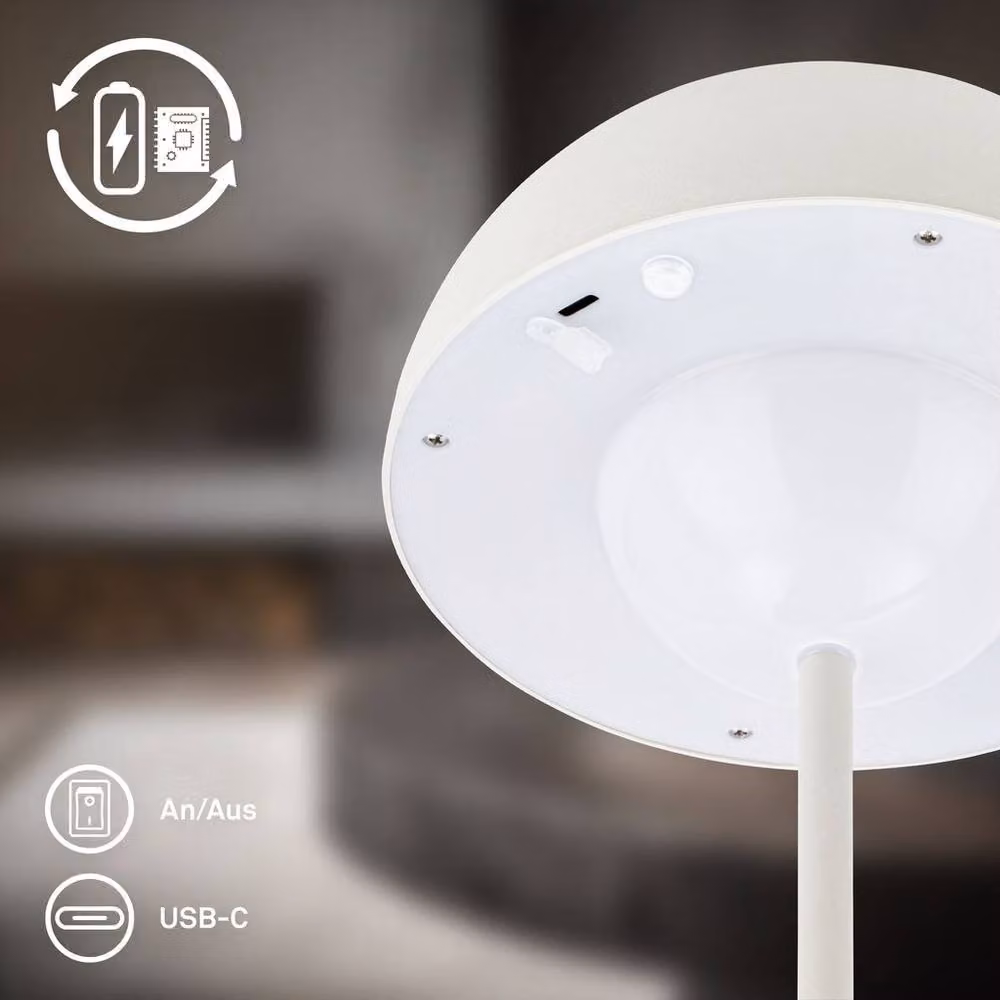 Briloner White Rechargeable LED Sphere Table Lamp with Dimmable Warm White Light – 5