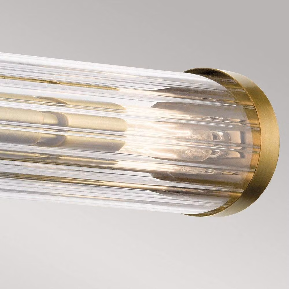 Kichler Azores IP44 Bathroom Wall Lamp in Natural Brass and Yellow Glass – 3