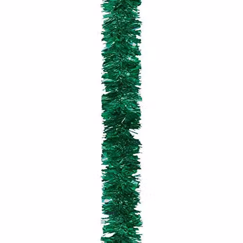 Shatchi Luxury Deluxe Chunky Christmas Tinsel Garland in Green, 1.8m – 4