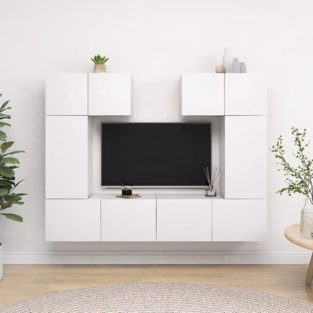 Berkfield Home 6 Piece Modern White Engineered Wood TV Cabinet Set