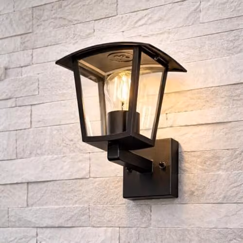 CGC Lighting Ally Black E27 Outdoor Wall Lantern with Transparent Diffuser IP54