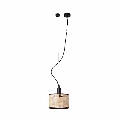 Netlighting Mambo Suspended Pendant Lamp Black and Rattan Ø210 cm