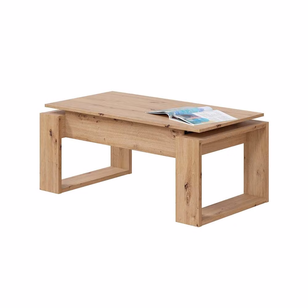 CALICOSY Ciara Designer Lift-Top Coffee Table in Light Oak – 3