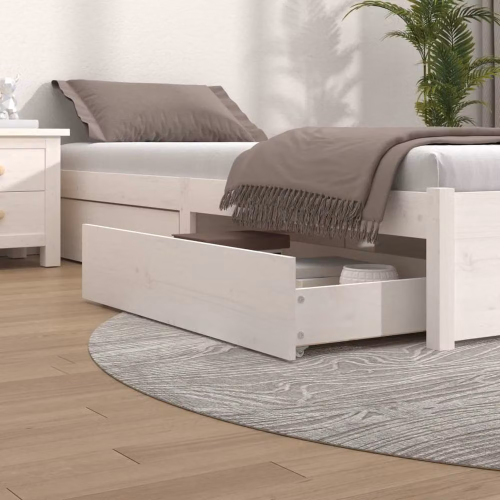 Berkfield Home Beautiful 4-Drawer Bedside Chest in White Solid Pine Wood – 2