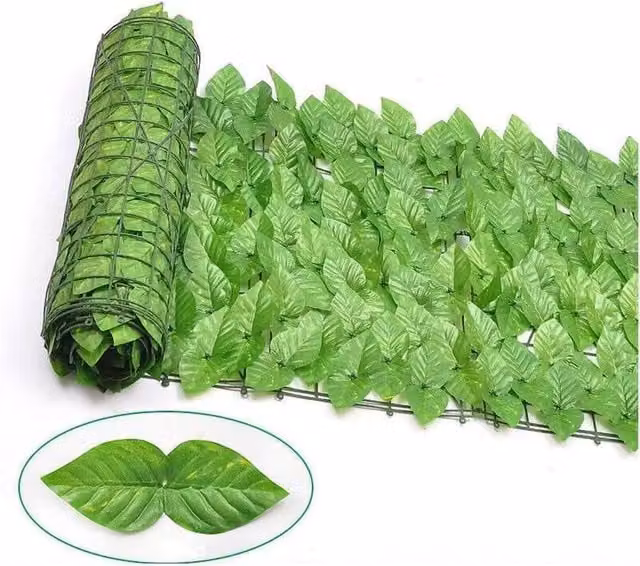 NESTLUNE Artificial Ivy Leaf Privacy Fence Hedge in Green, W/H: 100 x 15 cm