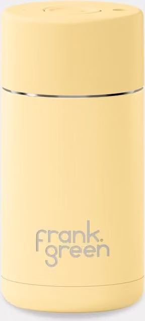 Frank Green Stainless Steel and Ceramic Travel Mug with Lid, 355ml, Beige/Yellow
