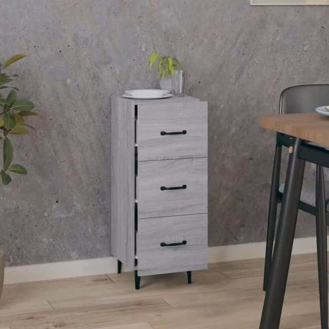 Berkfield Home Grey Sonoma Sideboard in Engineered Wood W/D/H: 34.5 x 34 x 90 cm