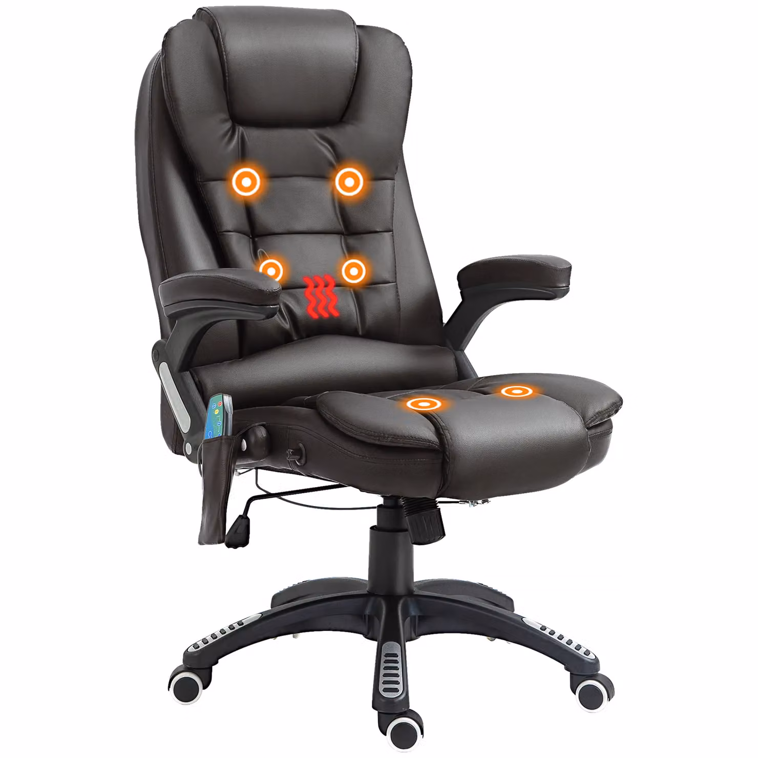 HOMCOM Brown Synthetic Leather Executive Office Chair with Heated Vibrating Massage and Reclining Function – 2