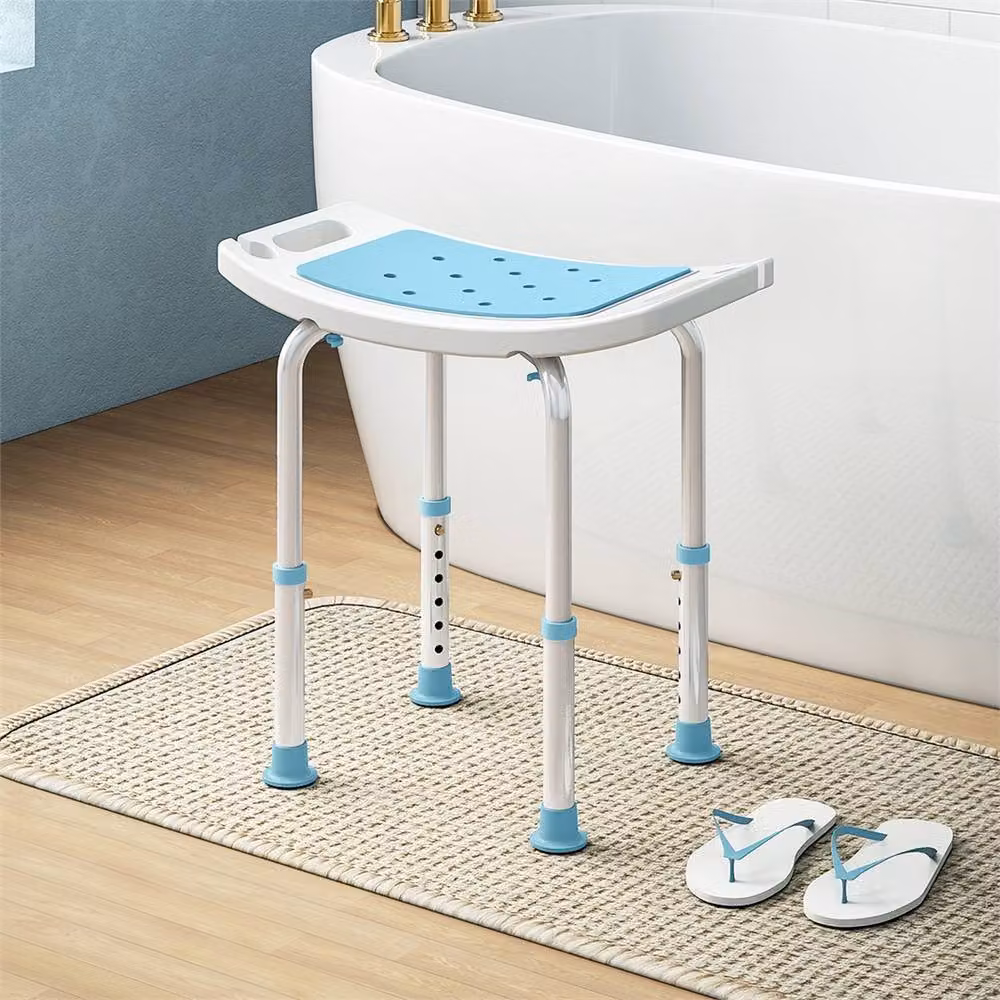 Nordara Turquoise Non-Slip Adjustable Aluminium Bath Stool with Drainage Seat – 2