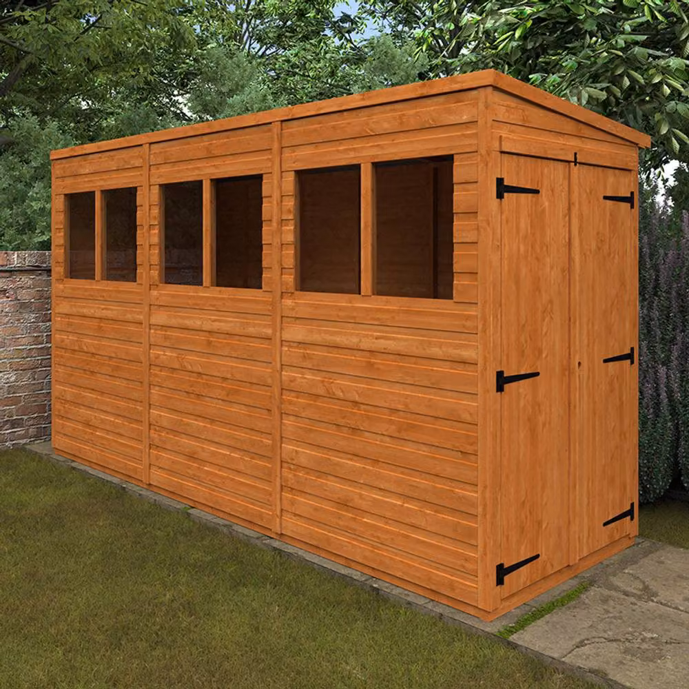Buttercup Farm Flex Pent Double Door 12mm Wood Play House in Burnt Orange and Grey, W115 x H203 x D353.8 cm – 2
