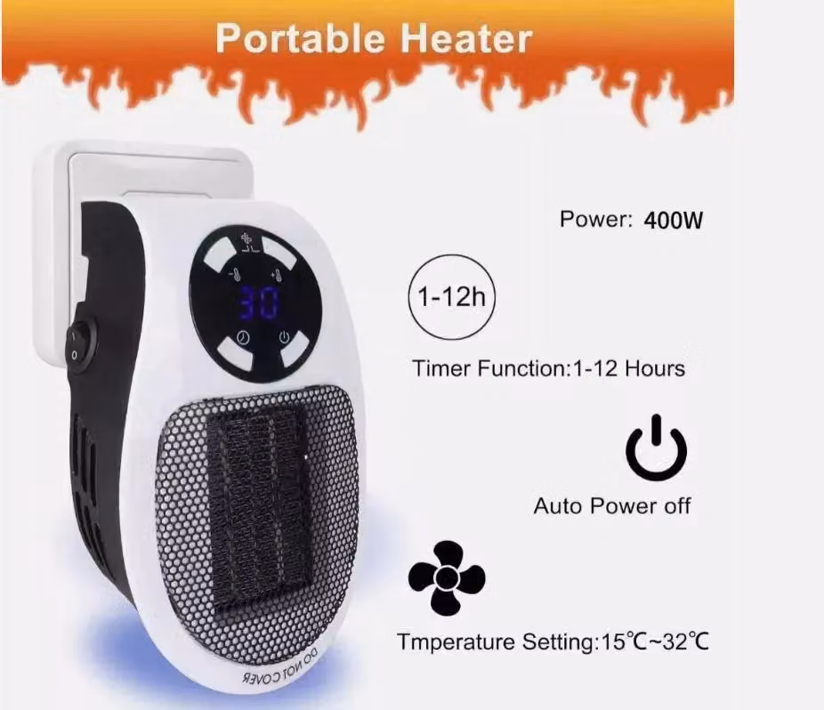 MANTRARAJ Portable 400W Digital Plug In Fan Heater with Remote Control, Timer and Adjustable Thermostat in White – 3
