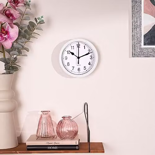 OHS Modern Round Analogue Quartz Wall Clock in White and Black – 3