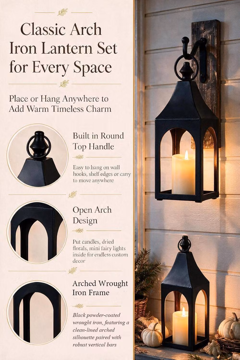 ExtraStar 2-Piece Black Metal Hanging Pillar Candle Holder Set with Industrial Rectangular Design – 4